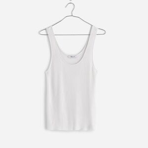 Madewell Scoopneck Sweater Tank Top Bright Ivory Ribbed XS NWT Capsule Basic